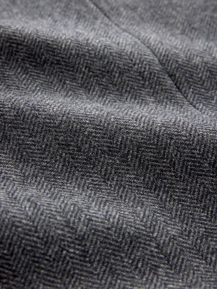Charcoal Grey Regular Fit Wool Rich Herringbone Blazer - Image 8 of 13