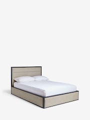 Soft Texture Light Natural Elliot Metal Upholstered Ottoman Storage Bed Frame - Image 4 of 8