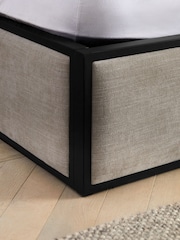 Soft Texture Light Natural Elliot Metal Upholstered Ottoman Storage Bed Frame - Image 7 of 8