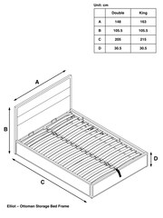 Soft Texture Light Natural Elliot Metal Upholstered Ottoman Storage Bed Frame - Image 8 of 8