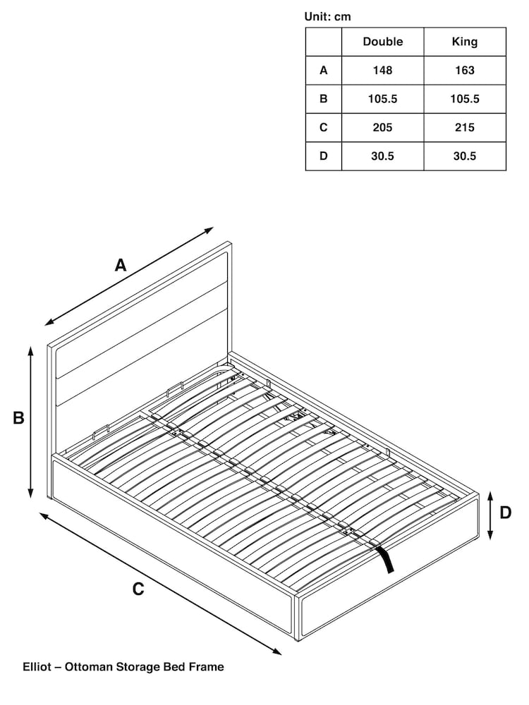 Soft Texture Light Natural Elliot Metal Upholstered Ottoman Storage Bed Frame - Image 8 of 8