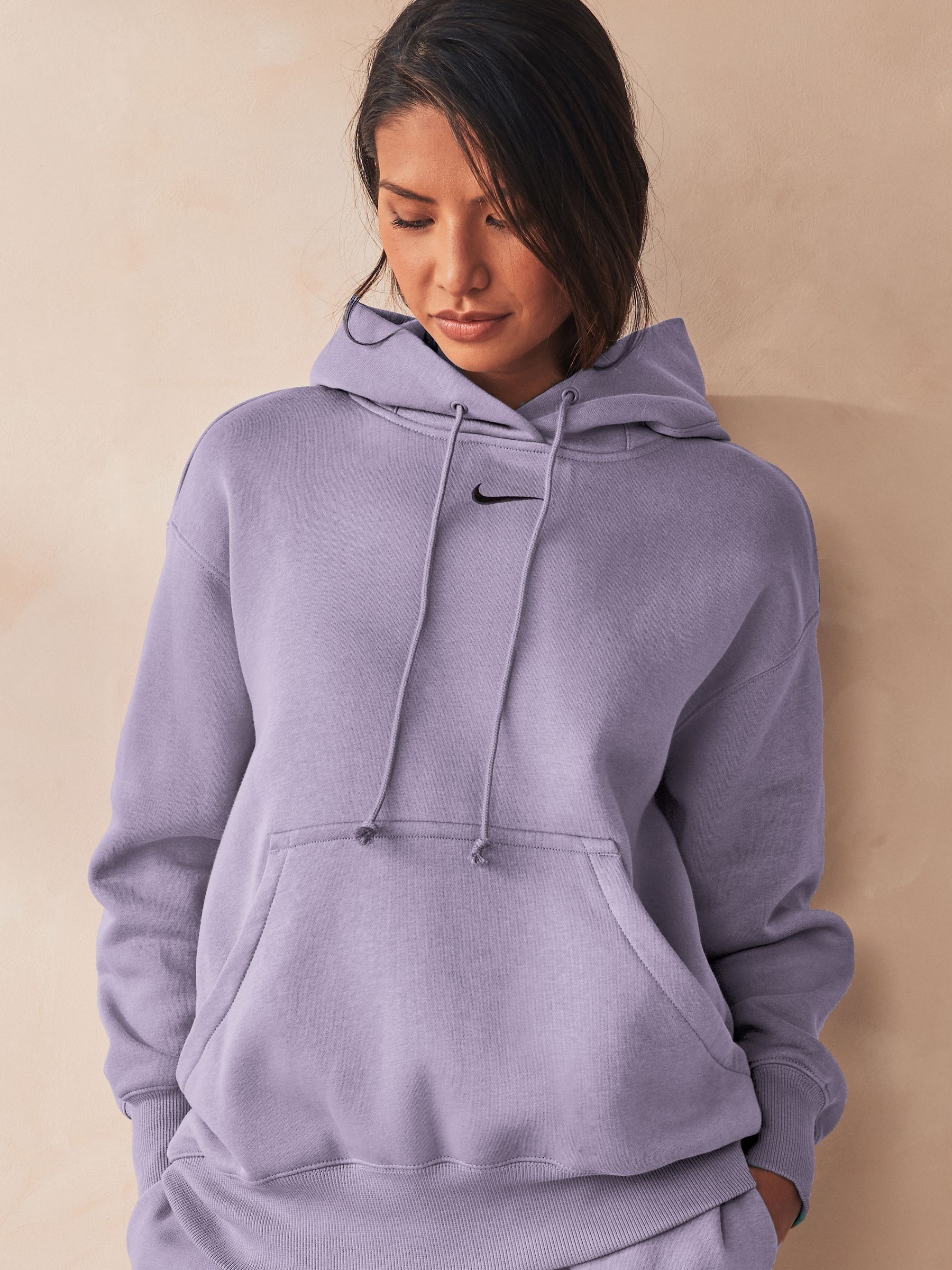 Nike mini swoosh oversized sweatshirt purpl outlet