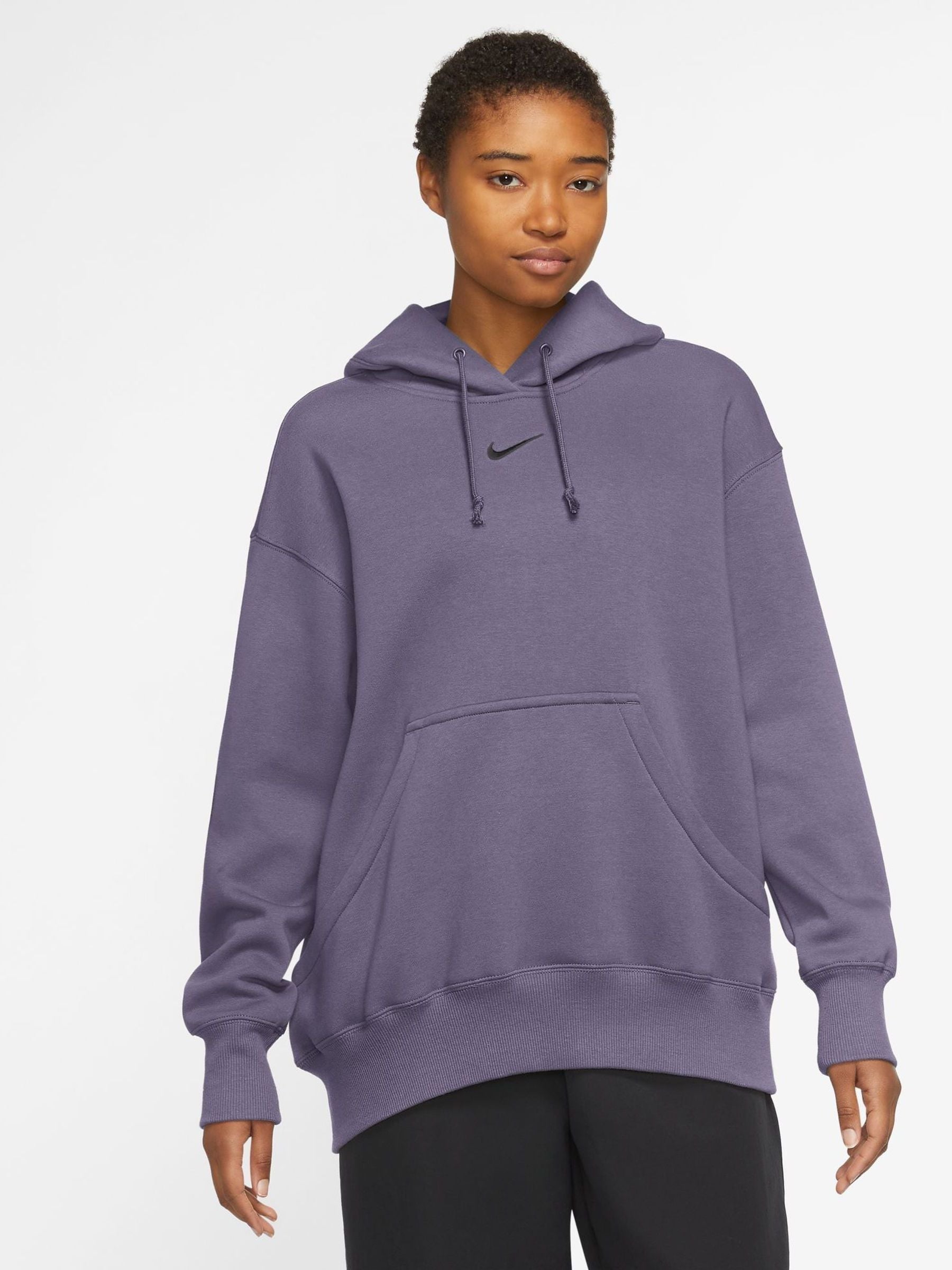 Buy Nike Dark Purple Phoenix Fleece Oversized Mini Swoosh Pullover Hoodie from Next Luxembourg