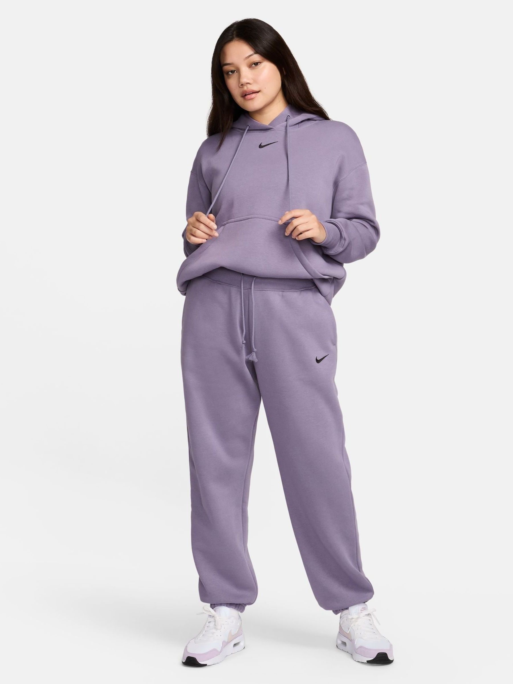 Nike mini swoosh oversized boxy purple sweatshir 2025
