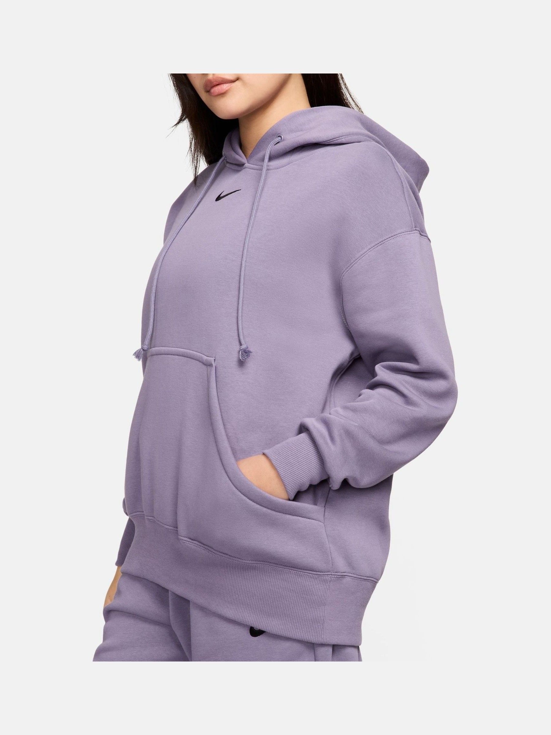 Nike mini swoosh oversized cropped purple zip through hoodie outlet