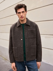 Brown Borg Shacket with Wool - Image 1 of 9