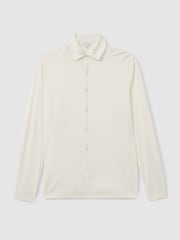 Reiss Ecru Viscount Slim Fit Mercerised Cotton Jersey Shirt - Image 2 of 5
