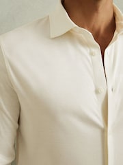 Reiss Ecru Viscount Slim Fit Mercerised Cotton Jersey Shirt - Image 3 of 5