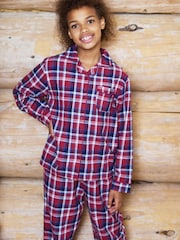 The Little Tailor Red Checked Flannel Button Through Christmas Pyjamas - Image 1 of 4