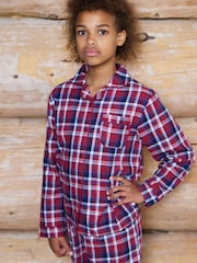 The Little Tailor Red Checked Flannel Button Through Christmas Pyjamas - Image 2 of 4