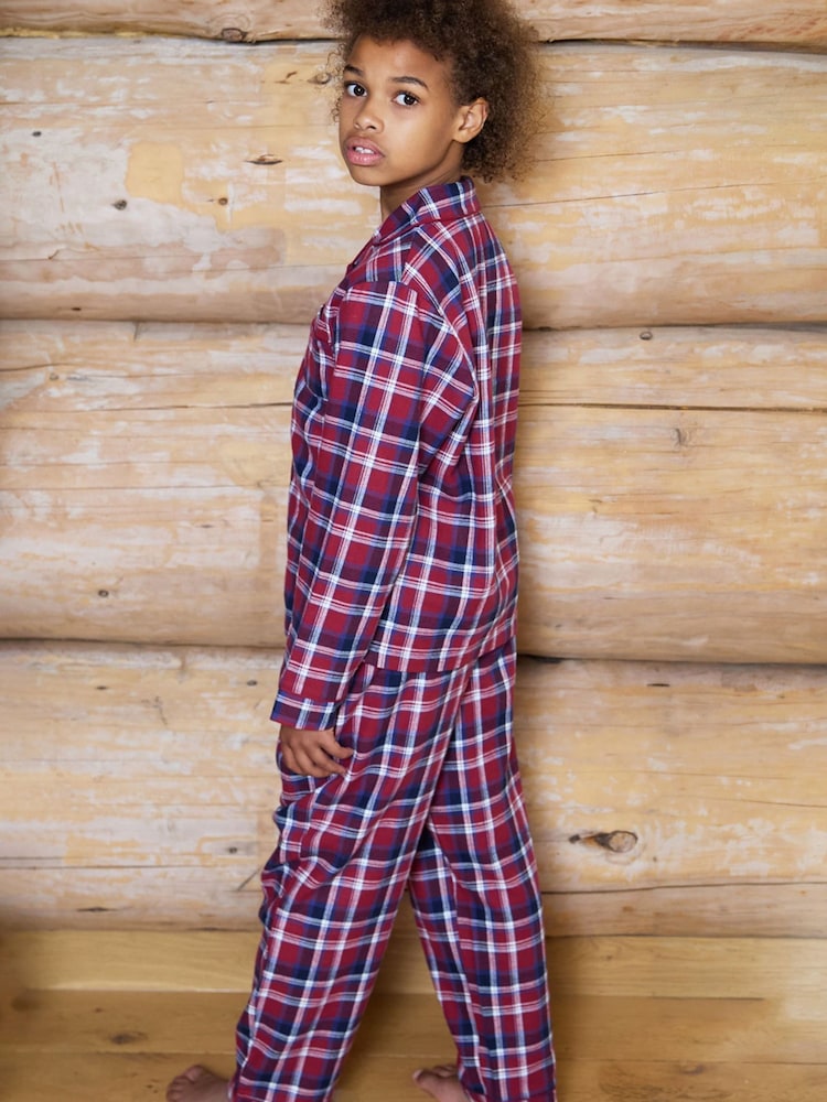 The Little Tailor Red Checked Flannel Button Through Christmas Pyjamas - Image 4 of 4