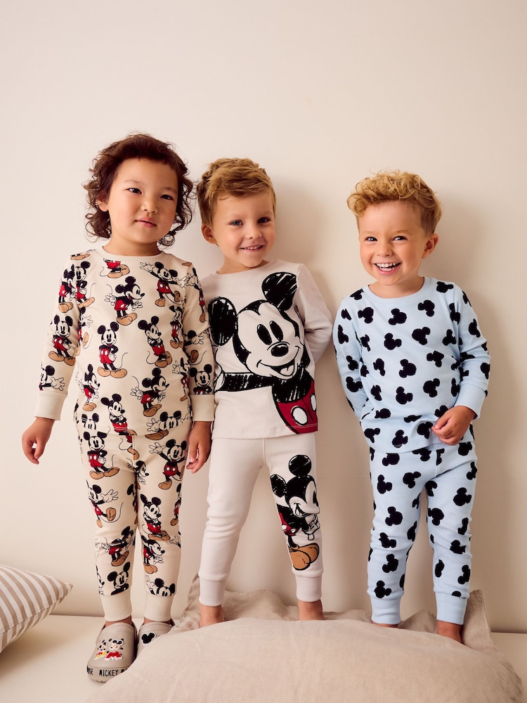 Bleu/Écru Mickey Mouse - Pyjama Snuggle 3 Pack (9mths-10yrs) - Image 1 of 11