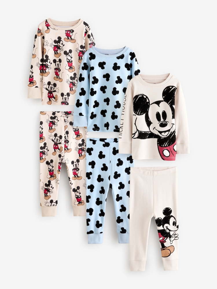 Bleu/Écru Mickey Mouse - Pyjama Snuggle 3 Pack (9mths-10yrs) - Image 5 of 11