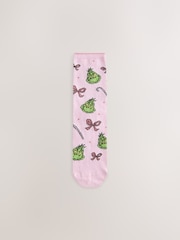 Pink/Green Christmas The Grinch Licensed Ankle Socks 4 Pack - Image 3 of 7