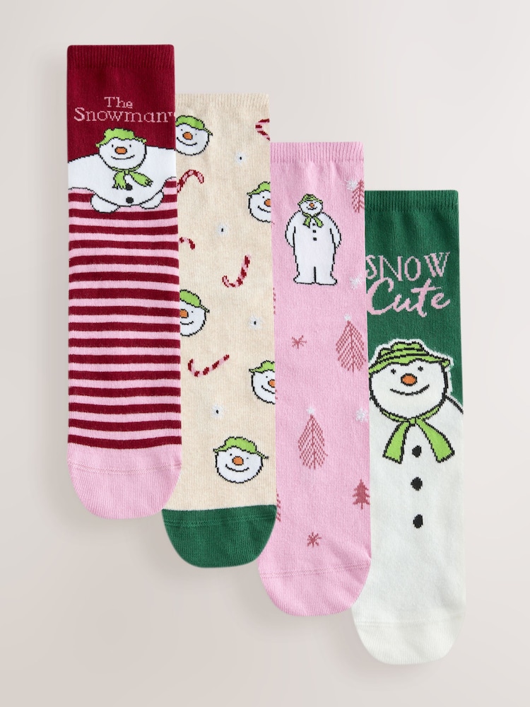 Christmas The Snowman Licensed Ankle Socks 4 Pack - Image 1 of 7 Christmas The Snowman Licensed Ankle Socks 4 Pack - Image 1 of 7