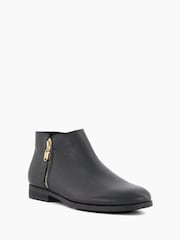 Dune London Black Pond Side Zip Cropped Ankle Boots - Image 3 of 6