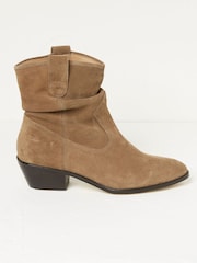 FatFace Brown Polly Western Ankle Slouch Boots - Image 1 of 4