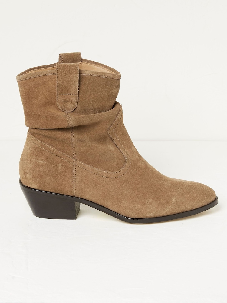 FatFace Brown Polly Western Ankle Slouch Boots - Image 1 of 4