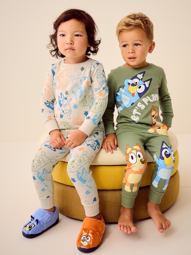 Hatley Pajama Set Blue Bearly Sleeping, Pigiama In Cotone Per Bambini E Ragazzi, Vestibilità Regolare, Vita Elastica