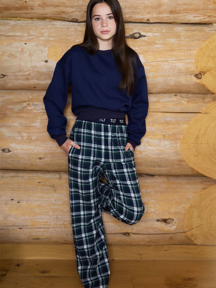 The Little Tailor Blue Checked Flannel Relaxed Christmas Pyjamas - Image 1 of 6