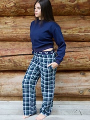 The Little Tailor Blue Checked Flannel Relaxed Christmas Pyjamas - Image 4 of 6
