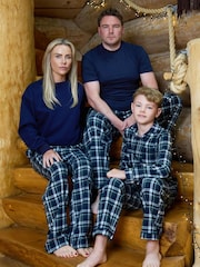 The Little Tailor Blue Checked Flannel Relaxed Christmas Pyjamas - Image 5 of 6