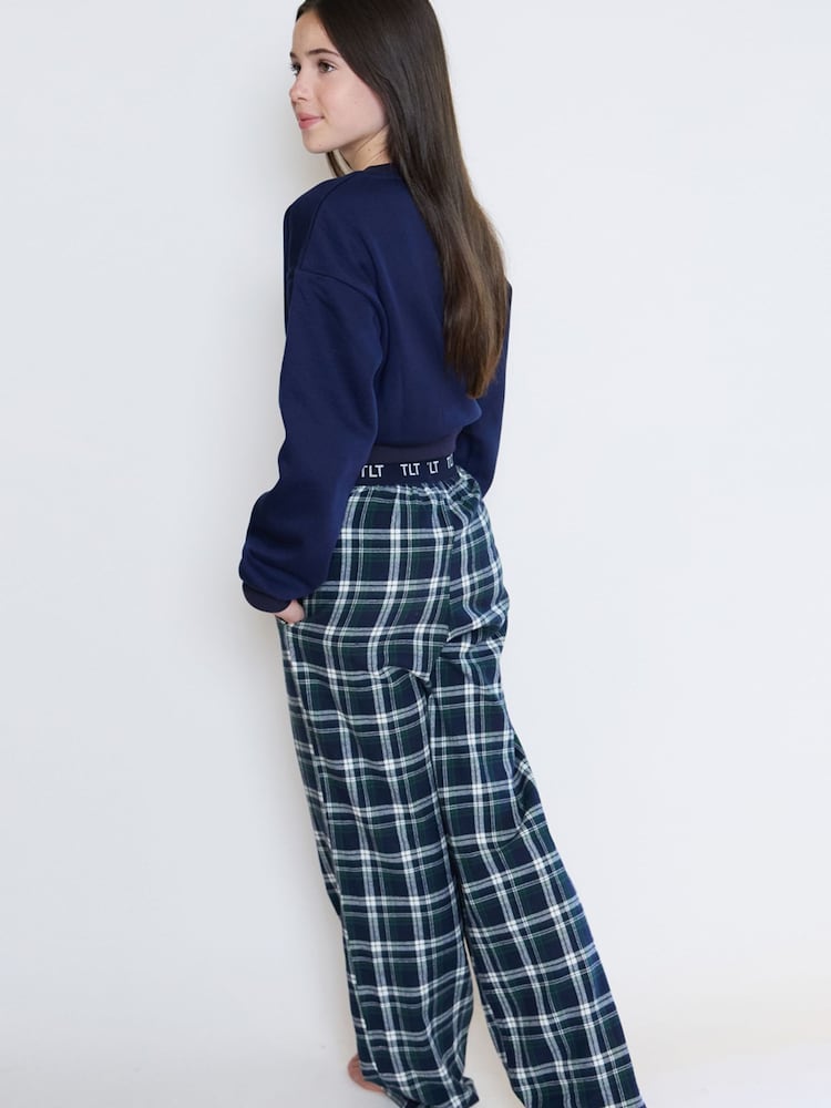 The Little Tailor Blue Checked Flannel Relaxed Christmas Pyjamas - Image 6 of 6