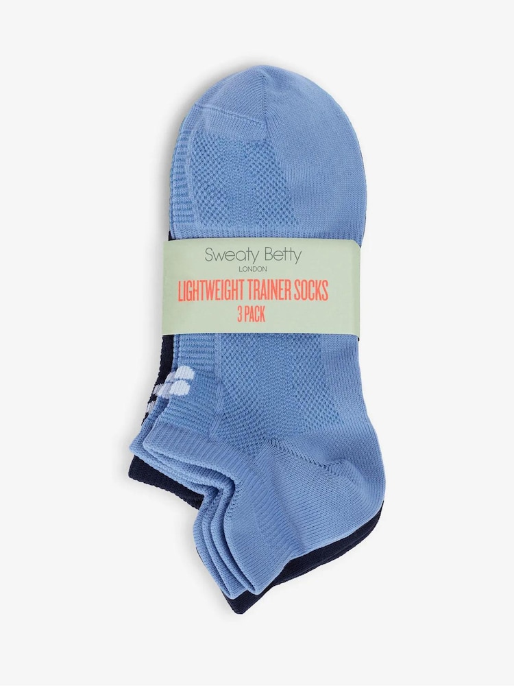 Sweaty Betty Blue Lightweight Trainer Socks 3 Pack - Image 2 of 4 Sweaty Betty Blue Lightweight Trainer Socks 3 Pack - Image 2 of 4