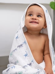 aden + anais Blue 100% Cotton Muslin Backed Hooded Towel Set - Image 2 of 3