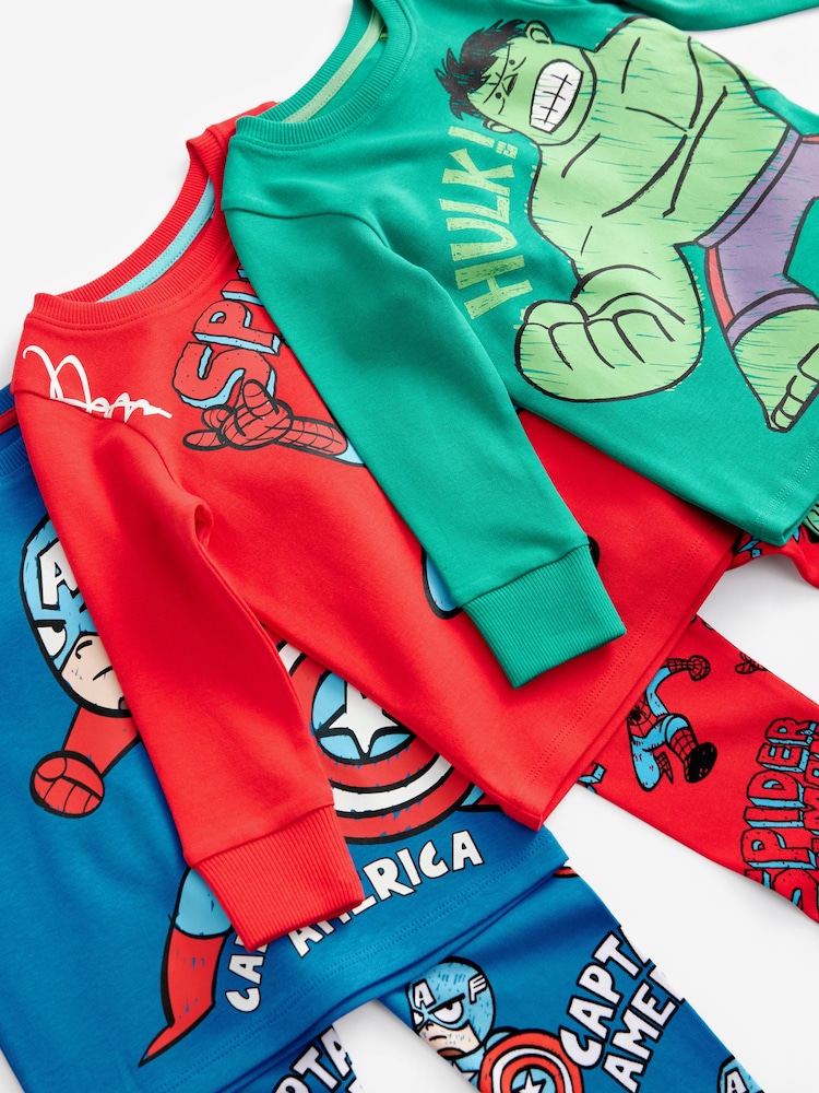 Marvel Red/Green/Blue Snuggle Pyjamas 3 Pack (9mths-8yrs) - Image 10 of 10