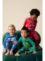 Marvel Red/Green/Blue Snuggle Pyjamas 3 Pack (9mths-8yrs) - Image 2 of 10