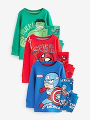 Marvel Red/Green/Blue Snuggle Pyjamas 3 Pack (9mths-8yrs) - Image 4 of 10