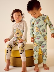 Lion King Green/Ecru Cream 100% Cotton Snuggle Pyjamas 2 Pack (9mths-9yrs) - Image 1 of 9