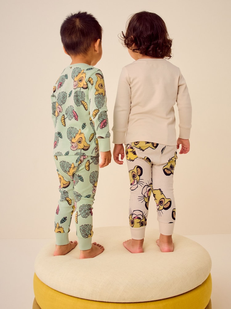 Lion King Green/Ecru Cream 100% Cotton Snuggle Pyjamas 2 Pack (9mths-9yrs) - Image 2 of 9 Lion King Green/Ecru Cream 100% Cotton Snuggle Pyjamas 2 Pack (9mths-9yrs) - Image 2 of 9