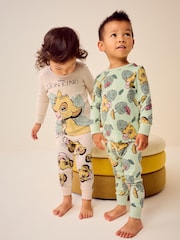 Lion King Green/Ecru Cream 100% Cotton Snuggle Pyjamas 2 Pack (9mths-9yrs) - Image 3 of 9