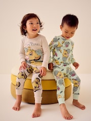 Lion King Green/Ecru Cream 100% Cotton Snuggle Pyjamas 2 Pack (9mths-9yrs) - Image 4 of 9