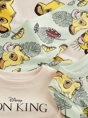 Lion King Green/Ecru Cream 100% Cotton Snuggle Pyjamas 2 Pack (9mths-9yrs) - Image 8 of 9