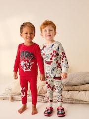 Spidey and Friends Red/Ecru Cream 2 Pack Snuggle Pyjamas (12mths-8yrs) - Image 1 of 7