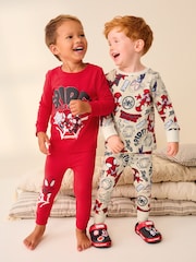Spidey and Friends Red/Ecru Cream 2 Pack Snuggle Pyjamas (12mths-8yrs) - Image 2 of 7