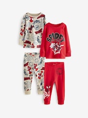 Spidey and Friends Red/Ecru Cream 2 Pack Snuggle Pyjamas (12mths-8yrs) - Image 3 of 7