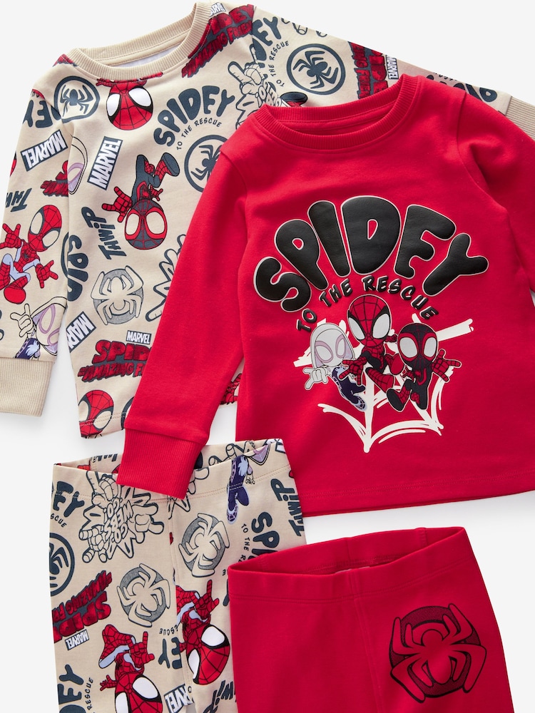 Spidey and Friends Red/Ecru Cream 2 Pack Snuggle Pyjamas (12mths-8yrs) - Image 7 of 7