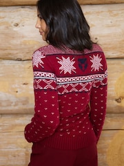 The Little Tailor Red Wool Blend Reindeer Motif Turtle Neck Christmas Jumper - Image 4 of 7