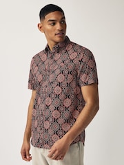 Black Printed Short Sleeve Shirt - Image 1 of 7