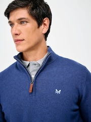 Crew Clothing Mid Blue Half Zip Jumper - Image 4 of 5