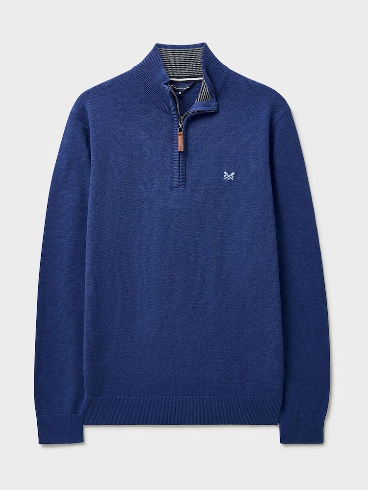 Crew Clothing Mid Blue Half Zip Jumper - Image 5 of 5 Crew Clothing Mid Blue Half Zip Jumper - Image 5 of 5