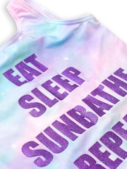 Harry Bear Blue Galaxy Print Slogan Swimsuit - Image 3 of 3