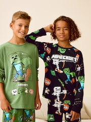 Black/Green Minecraft License Pyjamas 2 Pack (5-16yrs) - Image 2 of 12