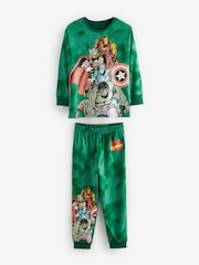 Marvel Green/Grey Tie Dye Long Sleeve Pyjamas 2 Pack (5-16yrs) - Image 6 of 9