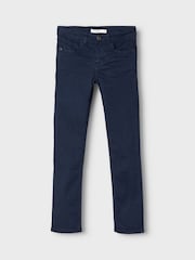 Name It Blue Slim Fit Cotton Twill Chino Trousers With Adjustable Waist - Image 3 of 6