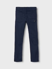 Name It Blue Slim Fit Cotton Twill Chino Trousers With Adjustable Waist - Image 4 of 6